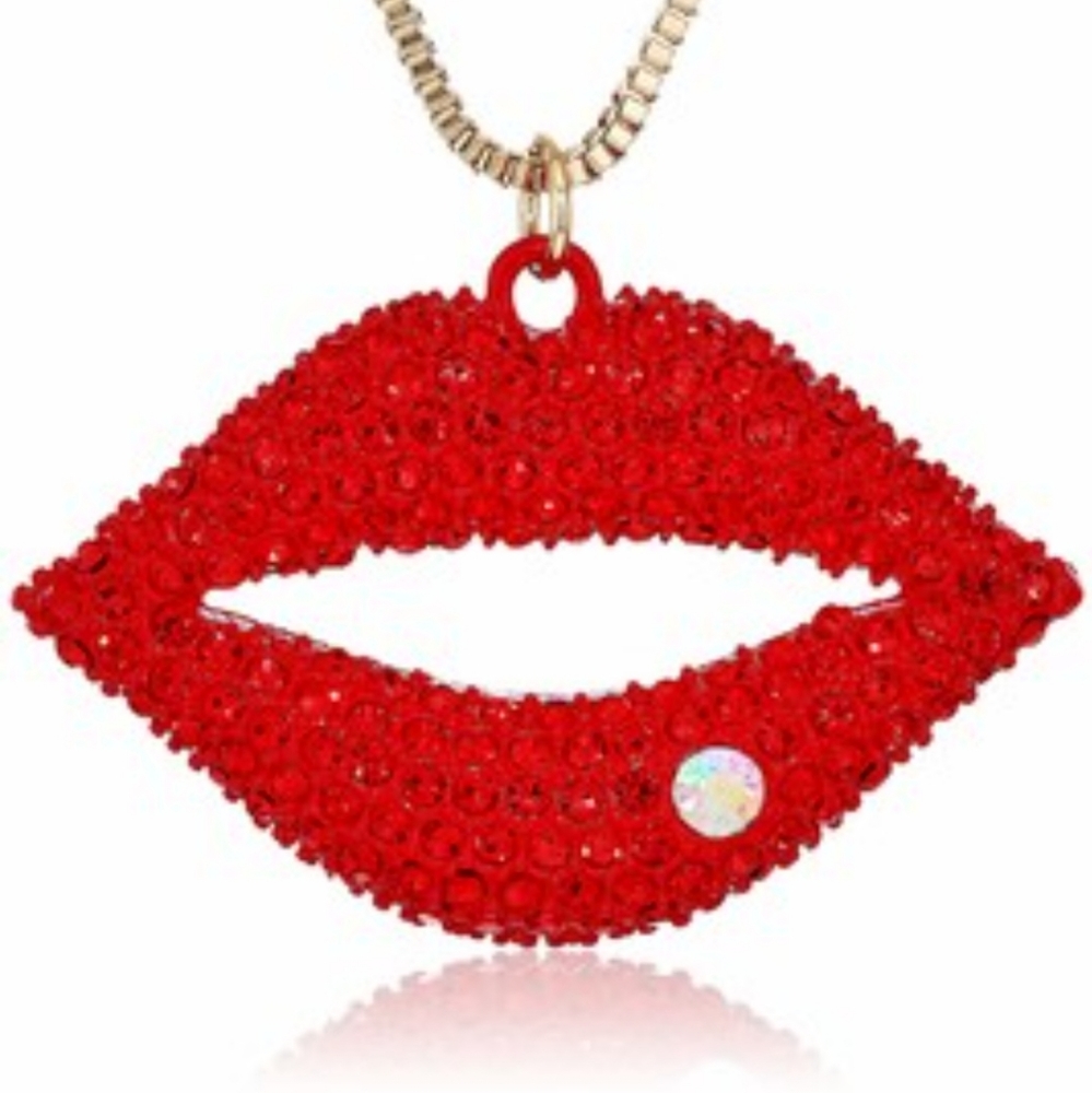 Betsey Johnson Lips Pendant Long Necklace